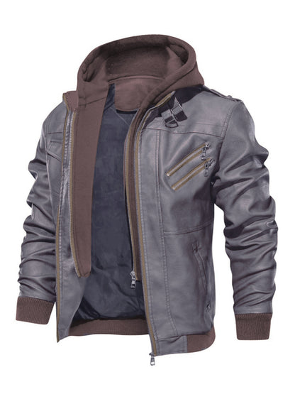 Men's Motorcycle Leather Jacket Men's Zipper PU Jacket