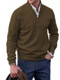 Men's zipper lapel casual long-sleeved knitted top