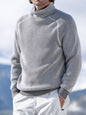 Men's high collar casual long sleeve knitted top