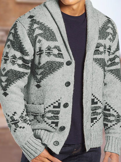 Men's Ethnic Pattern Knit Cardigan