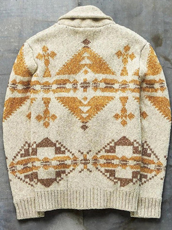 Men's Ethnic Pattern Knit Cardigan