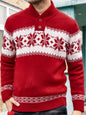 Ethnic Pattern Knit Shawl-Collar Men's Sweater