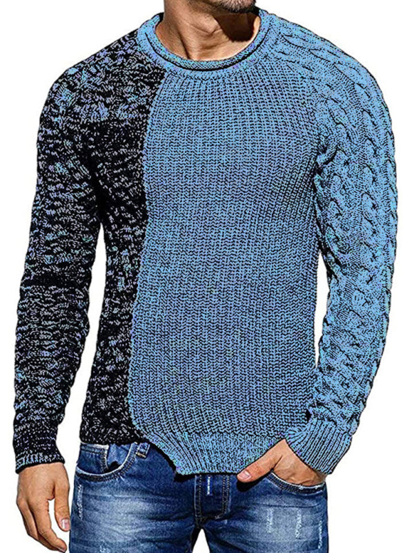 Men's new round neck long sleeve knitted slim sweater