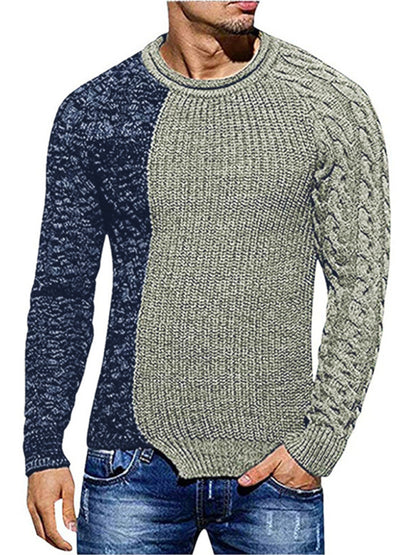 Men's new round neck long sleeve knitted slim sweater