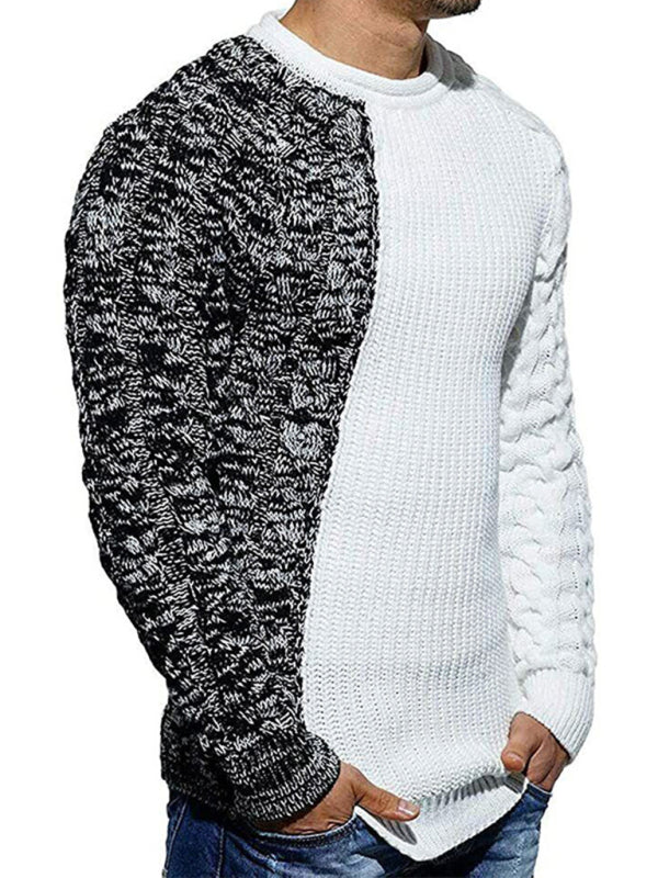 Men's new round neck long sleeve knitted slim sweater