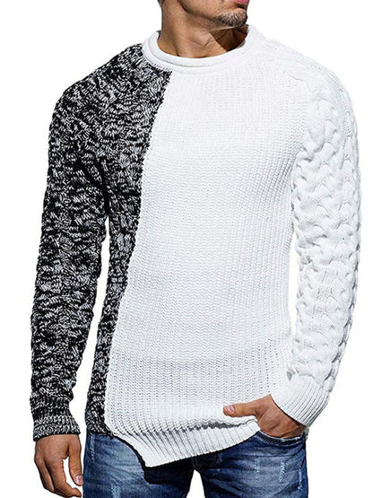 Men's new round neck long sleeve knitted slim sweater