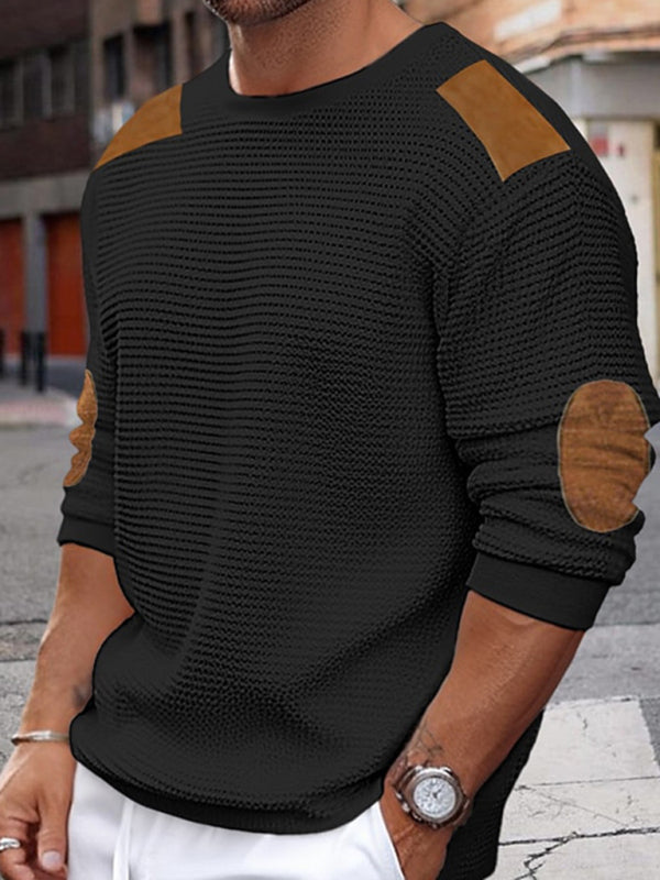 Men's Autumn-Winter Patchwork Textured Sweater