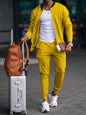 Men's new casual solid color baseball collar jacket suit