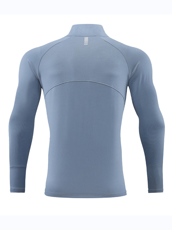 Men's long-sleeved quick-drying stand-up collar sports fitness top