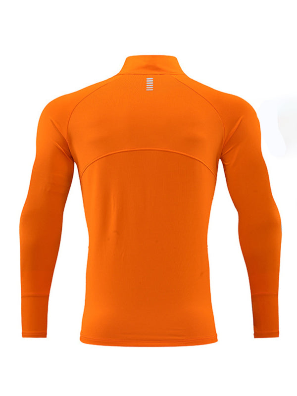 Men's long-sleeved quick-drying stand-up collar sports fitness top