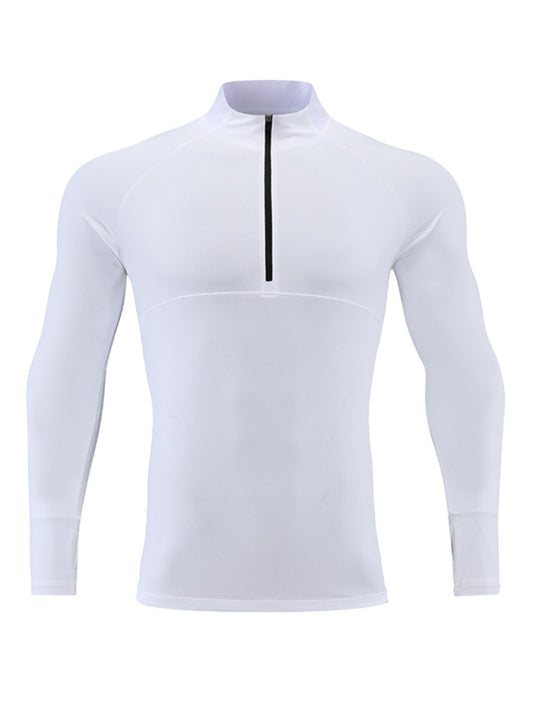 Men's long-sleeved quick-drying stand-up collar sports fitness top