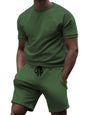 New men's casual fashion solid color short-sleeved T-shirt + quarter pants sports suit