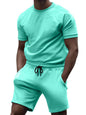 New men's casual fashion solid color short-sleeved T-shirt + quarter pants sports suit