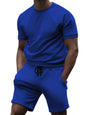 New men's casual fashion solid color short-sleeved T-shirt + quarter pants sports suit