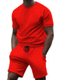 New men's casual fashion solid color short-sleeved T-shirt + quarter pants sports suit