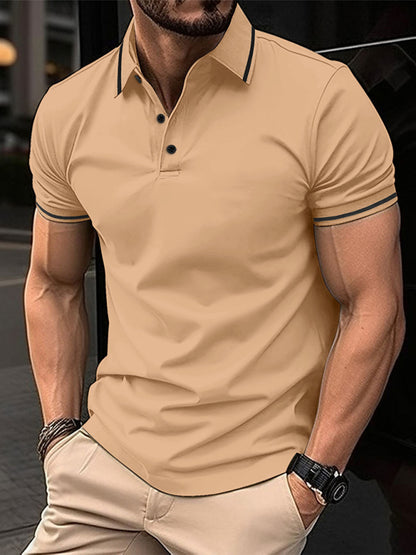 New Fashion Button Ribbed Collar Sports Polo Shirt Lapel Collar Polo Shirt