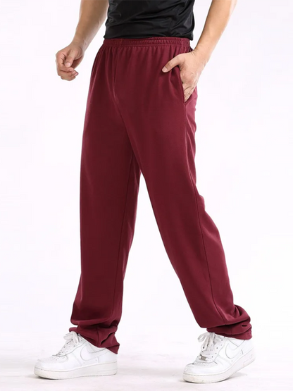 New men's casual straight solid color loose trousers