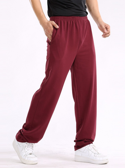 New men's casual straight solid color loose trousers