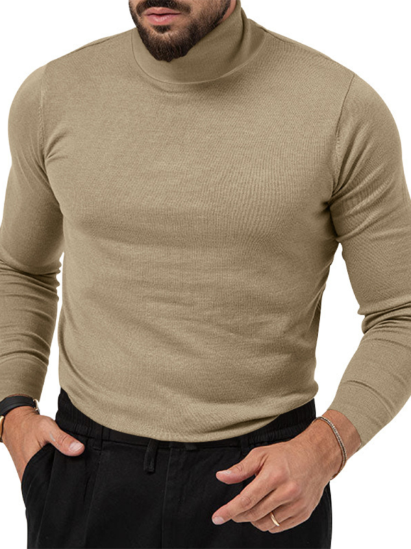 Simple base shirt high collar long sleeve T-shirt