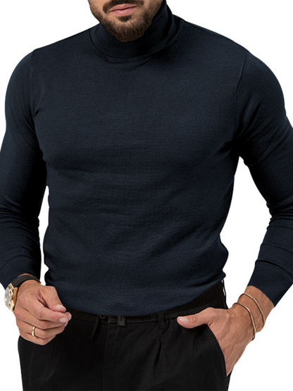 Simple base shirt high collar long sleeve T-shirt