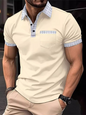 Men's Patchwork Short Sleeve Button Polo Shirt