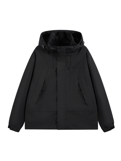 Unisex Couple Jacket with Removable Hood Waterproof Windproof Jacket