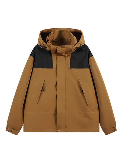 Unisex Couple Jacket with Removable Hood Waterproof Windproof Jacket