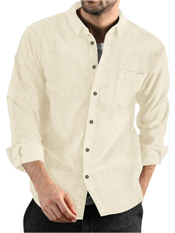 Long-sleeved shirt corduroy lapel button loose casual jacket