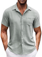 New solid color lapel pocket short sleeve casual men's shirt