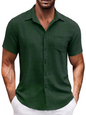 New solid color lapel pocket short sleeve casual men's shirt