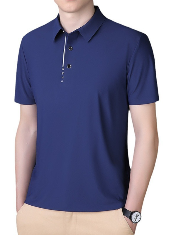 Men's short-sleeved ice silk high elastic non-marking polo shirt