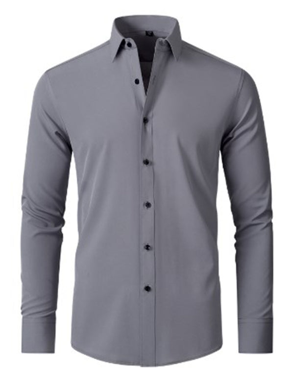 Men's non-iron wrinkle-resistant long-sleeve shirt