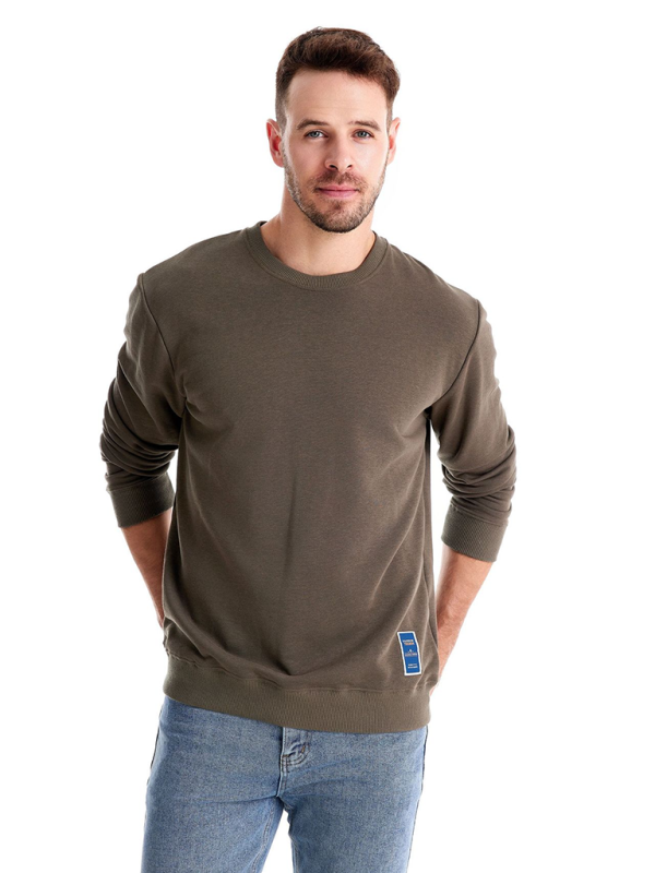 Men's Loose Solid Color Round Neck Casual Long Sleeve Sweatshirt