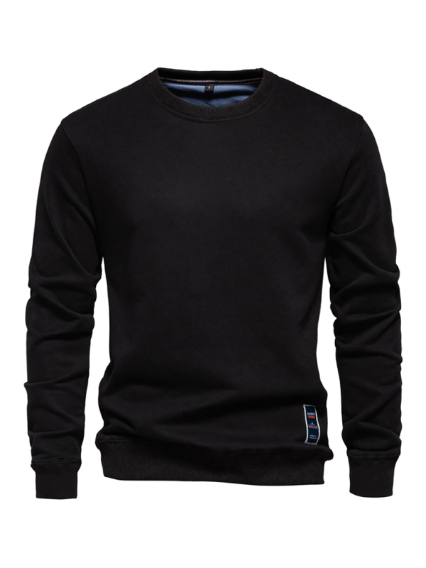 Men's Loose Solid Color Round Neck Casual Long Sleeve Sweatshirt