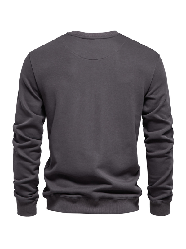 Men's Loose Solid Color Round Neck Casual Long Sleeve Sweatshirt