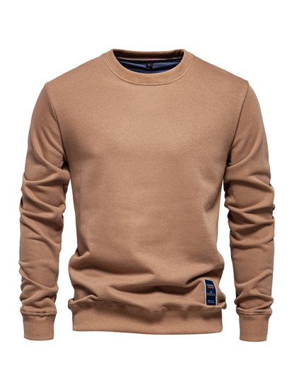 Men's Loose Solid Color Round Neck Casual Long Sleeve Sweatshirt