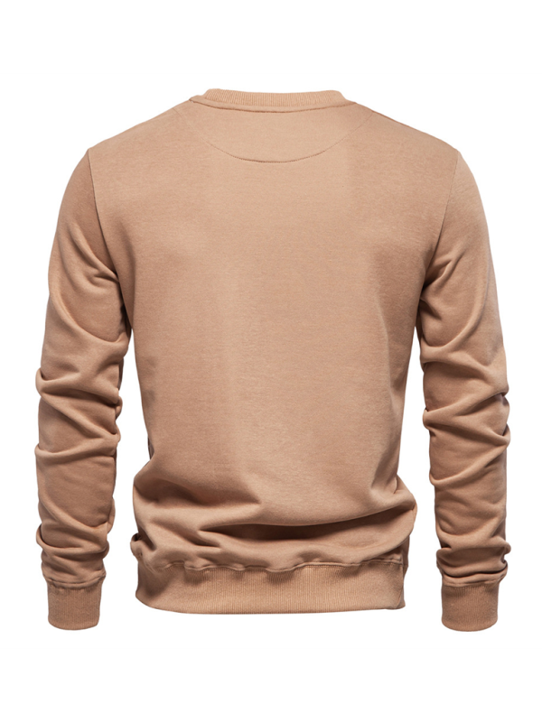 Men's Loose Solid Color Round Neck Casual Long Sleeve Sweatshirt