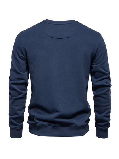 Men's Loose Solid Color Round Neck Casual Long Sleeve Sweatshirt