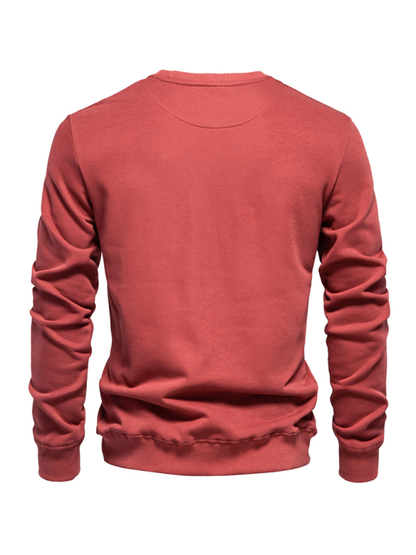 Men's Loose Solid Color Round Neck Casual Long Sleeve Sweatshirt