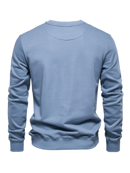 Men's Loose Solid Color Round Neck Casual Long Sleeve Sweatshirt