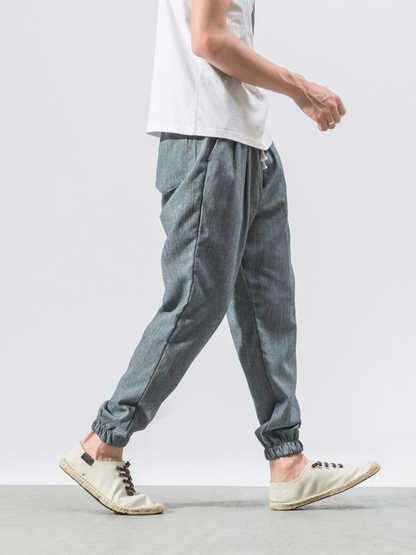 Men's Linen Pants Fashion Haren Pants Drawstring Pants