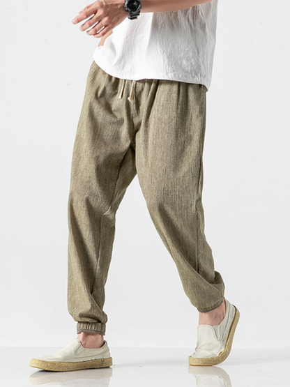 Men's Linen Pants Fashion Haren Pants Drawstring Pants