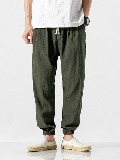 Men's Linen Pants Fashion Haren Pants Drawstring Pants