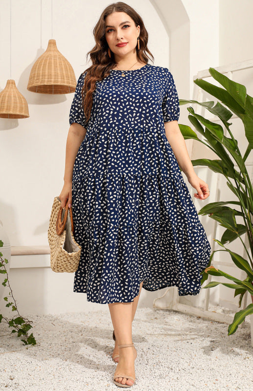 Maternity Print Short Sleeve Flowy Dress