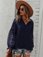 Women's Elegant Lace Stand Collar Puff Sleeve Shirt