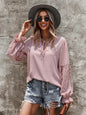 Women's Elegant Lace Stand Collar Puff Sleeve Shirt