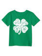 New style green clover printed loose pullover short-sleeved T-shirt for boys and girls