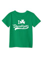 New style green clover printed loose pullover short-sleeved T-shirt for boys and girls