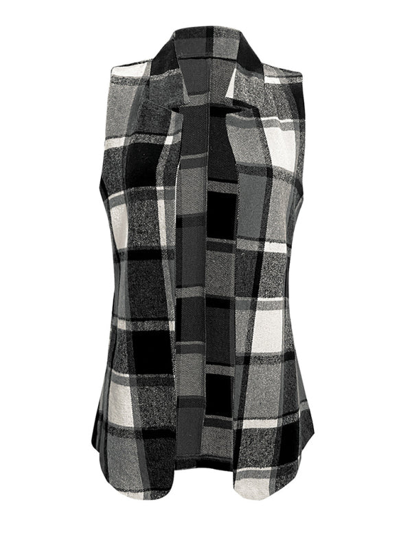 Ladies new loose plaid vest jacket