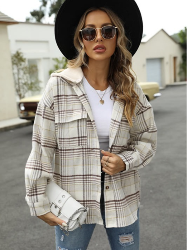 Loose Cardigan Jacket with Detachable Hoodies Ladies Shirt Jacket